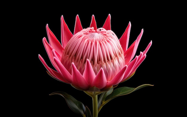 Flores de Protea em close-up em fundo branco