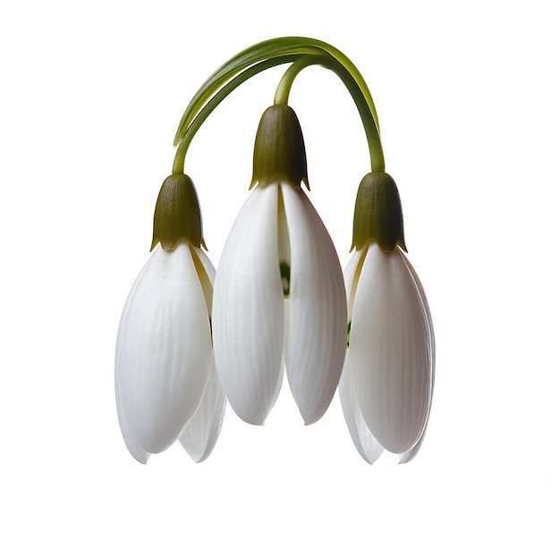 Flores de raiz de neve isoladas em fundo branco Galanthus nivalis