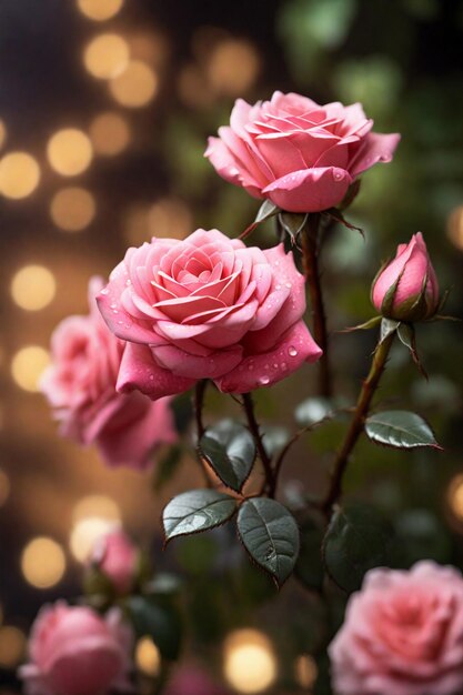 flores de rosa tiradas de perto tiradas em 100 mm com fundo bokeh