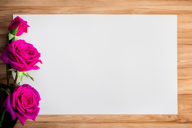 Flores de rosas em tela em branco