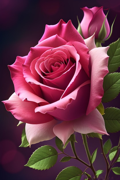 Flores de rosas lindas digitais de pintura colorida