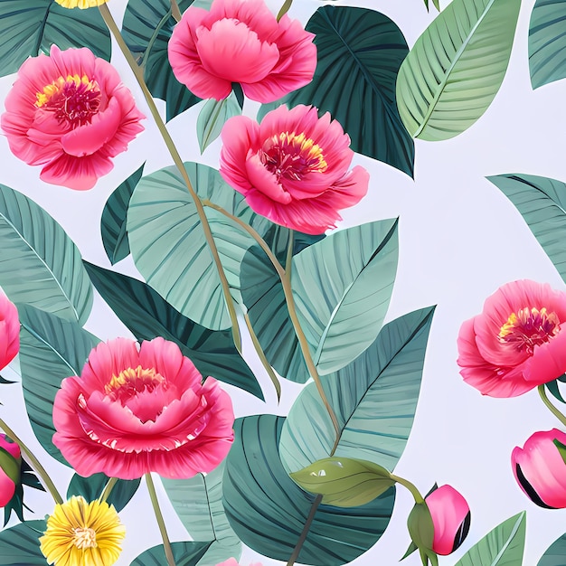 Flores de superfície de design de padrão floral sem costura para repetição têxtil Papel de parede Vestuário gerado por IA