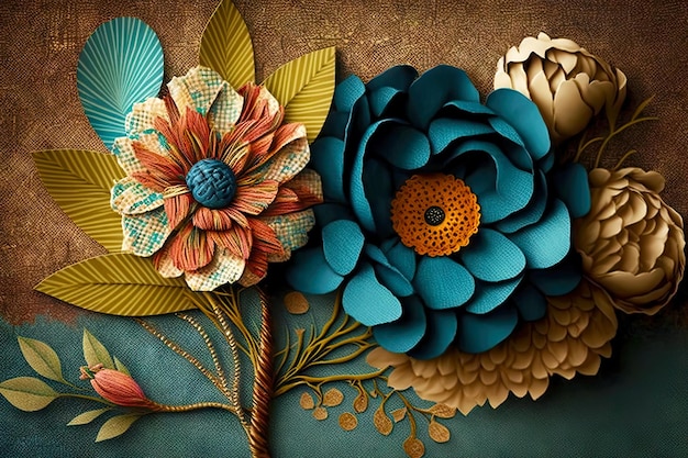 Flores de tecido para criatividade e colagem de papel de arte criada com IA generativa