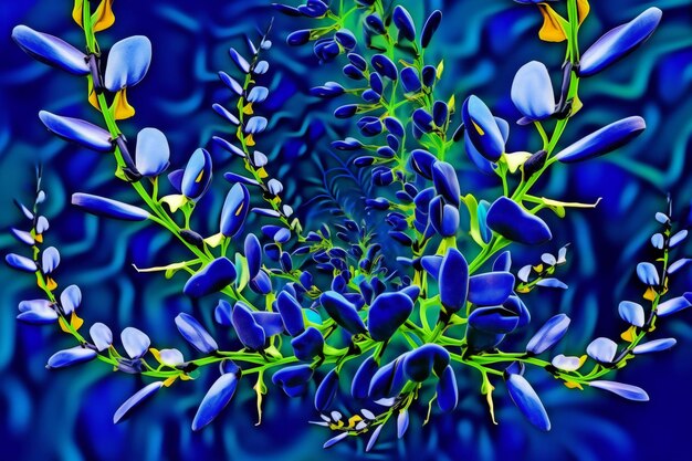 Flores de tremoço azuis sobre um fundo azul