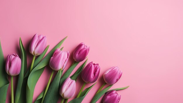 Flores de tulipa de primavera com espaço de cópia para o Dia das Mães Generative ai