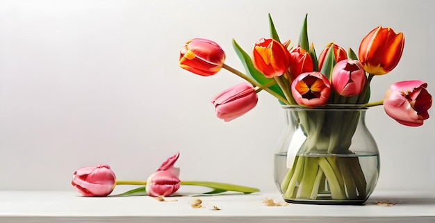 Flores de tulipas na mesa.