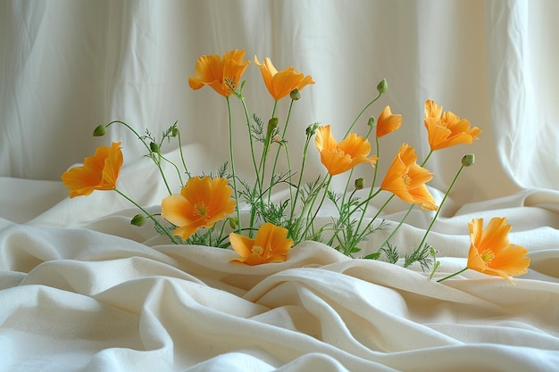 flores de verão em tecido de algodão para fotografia profissional de fundo