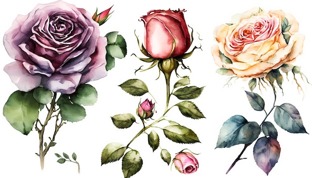 Flores desabrochando estilo aquarela imagem gerada pela tecnologia AI