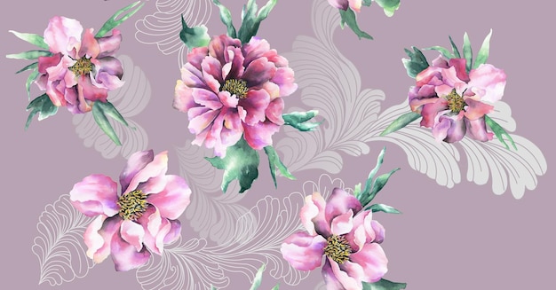 Las flores en el día soleado, el diseño artístico de hojas y flores.