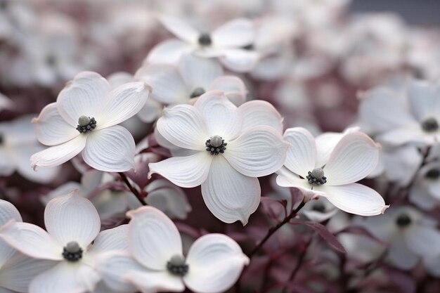 Foto flores de dogwood congeladas en un morni frío flores de dogwood con floración