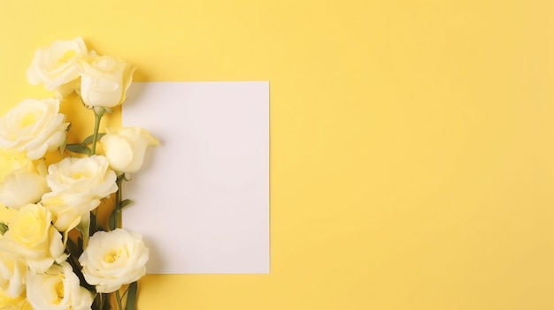 Flores e cartão em branco