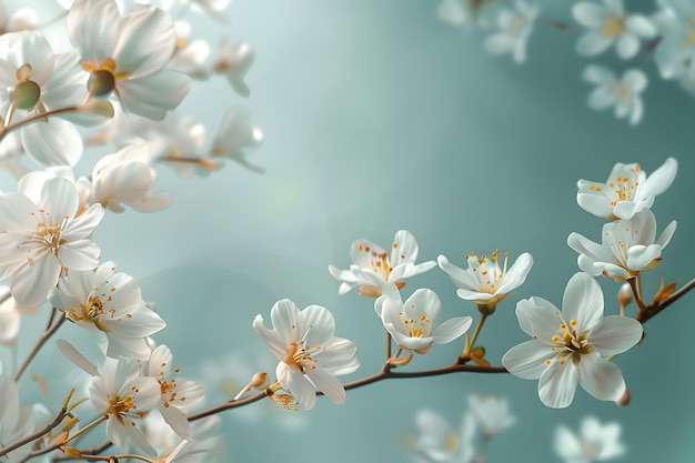 Flores e folhas de primavera em flor em fundo