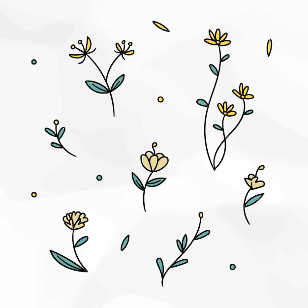 Flores e folhas Doodles Variações lineares