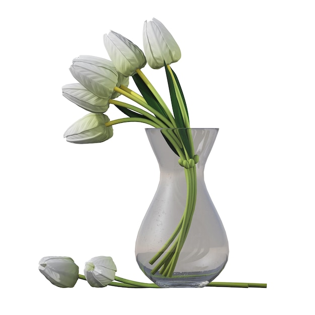 flores e plantas decorativas para o interior, isoladas no fundo branco, ilustração 3D, cg r