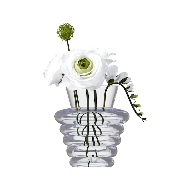 flores e plantas decorativas para o interior, isoladas no fundo branco, ilustração 3D, cg re