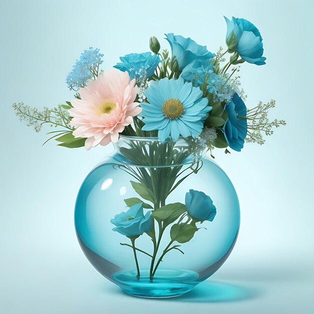 Flores e vasos de botão de vidro gordinho e vaso de vidro de arte irisescente