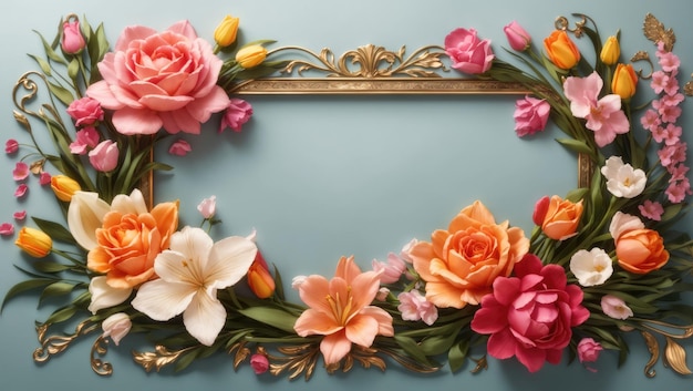 Flores de elegancia Un marco floral de belleza eterna