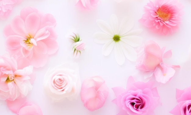 Flores em fundo rosa