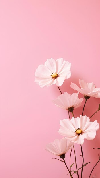 Flores em um fundo rosa com as flores