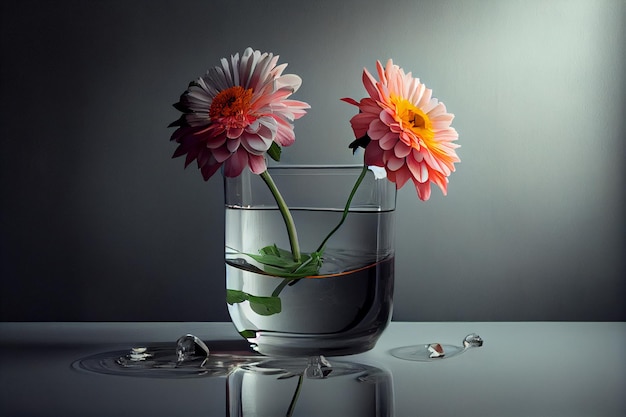 Flores em um vaso com ai gerador de água