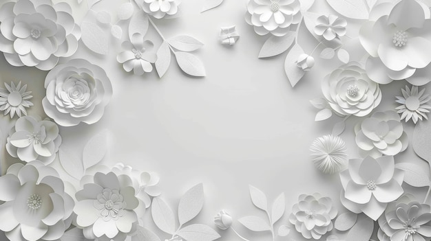 Flores enmarcadas en papel blanco