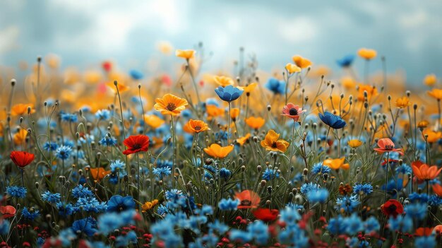 Flores esparcidas por la hierba