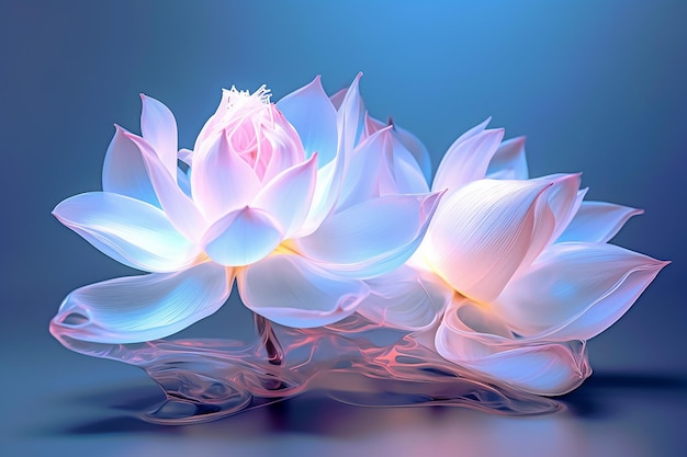 Flores etéreas fluyen transparentes bajo luz blanca