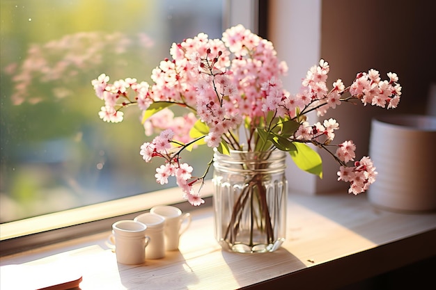 Flores etéreas de lila Ramas delicadas iluminadas por una suave luz soñadora