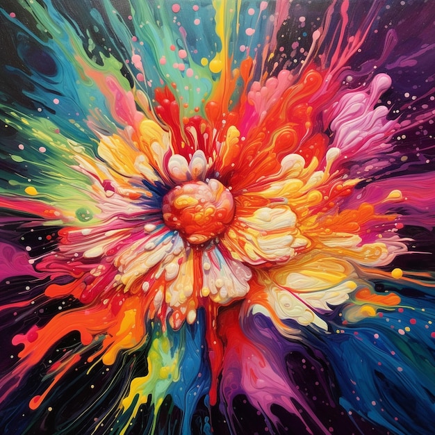 flores explosivas pintura acrilica