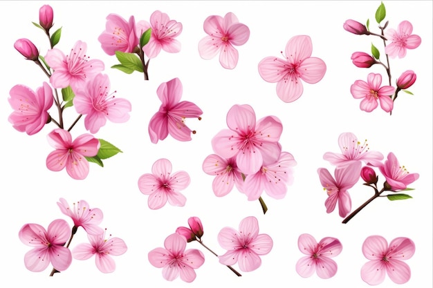 Las flores en flor las cautivadoras flores de cereza Sakura sobre un lienzo blanco una flor delicada
