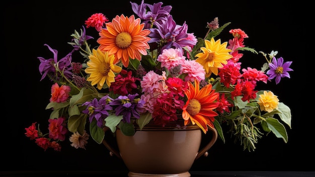 Las flores florecen en una olla