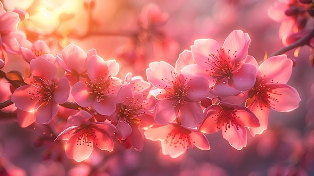 Flores de fondo grupo de flores de cerezo rosadas de otoño