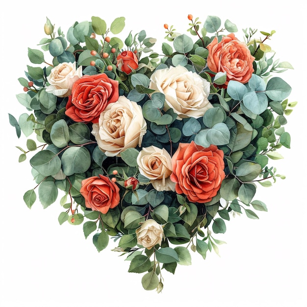 Las flores forman el corazón Los sentimientos de amor Un manifiesto de San Valentín