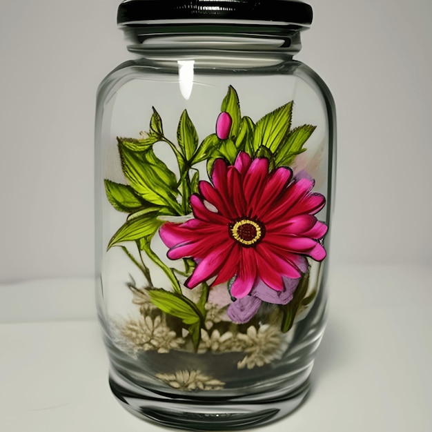 Foto flores en un frasco ai generado.