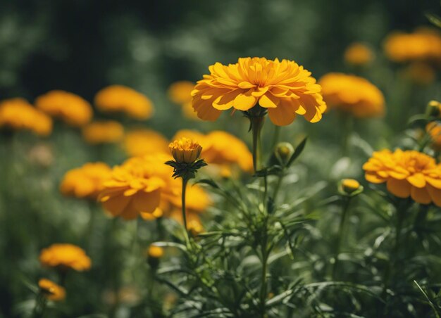 Foto las flores frescas de la caléndula