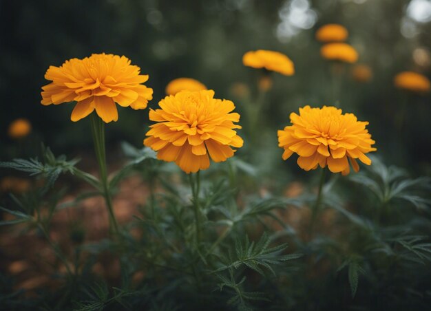 Foto las flores frescas de la caléndula