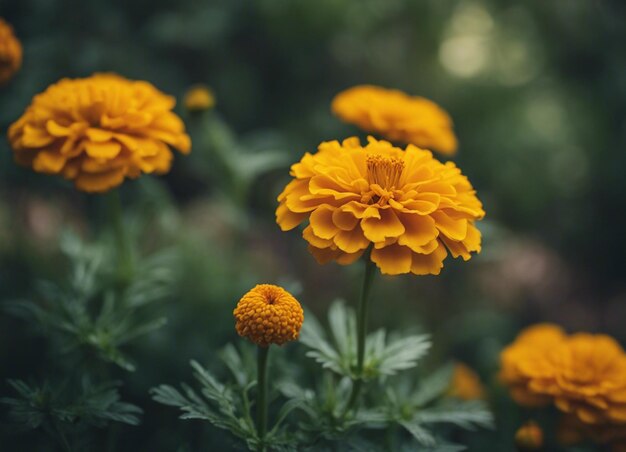 Foto las flores frescas de la caléndula