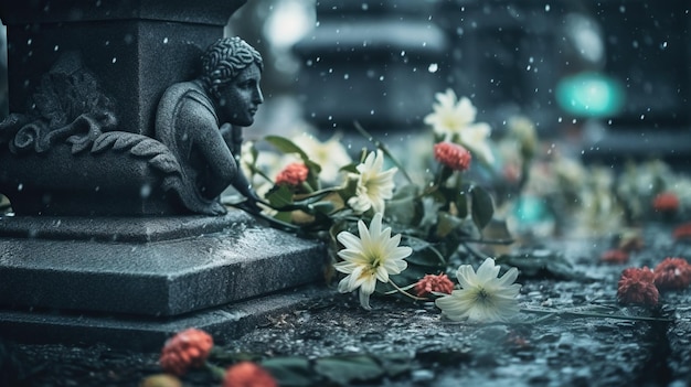 Foto flores funerarias flores para el cadáver de la persona muerta flores de simpatía flores selección de flores