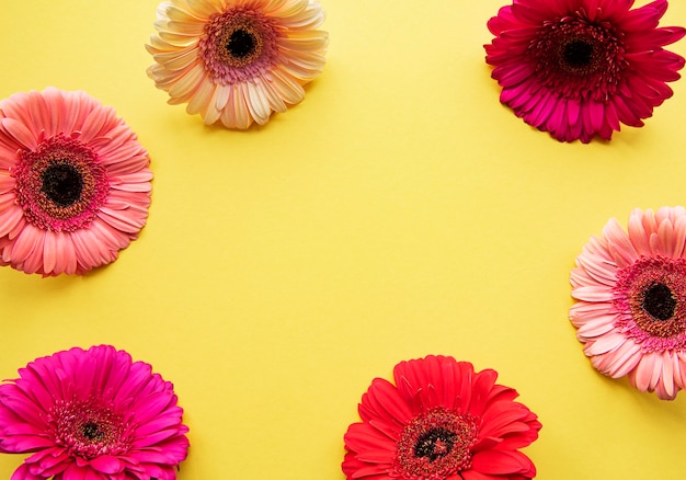 Flores de gerbera en un amarillo