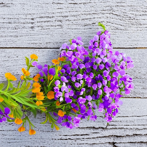 Flores de gipsófila de colores sobre un fondo de hormigón