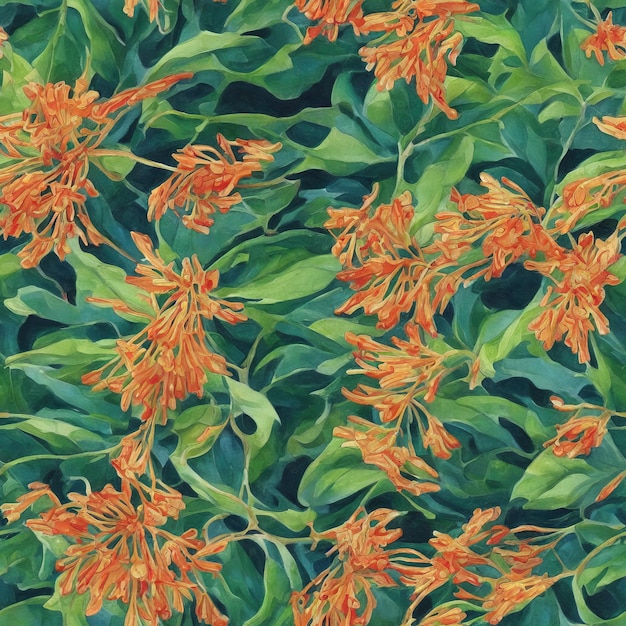 Flores de hamamelis con hojas - Pintura botánica de alta calidad