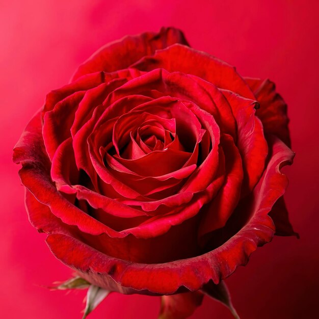 Flores de una hermosa rosa roja en flor aisladas sobre un fondo rojo