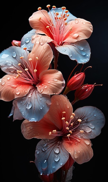 Flores de hibisco en un fondo oscuro de cerca enfoque suave selectivo