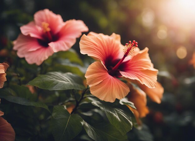 Las flores de un hibisco