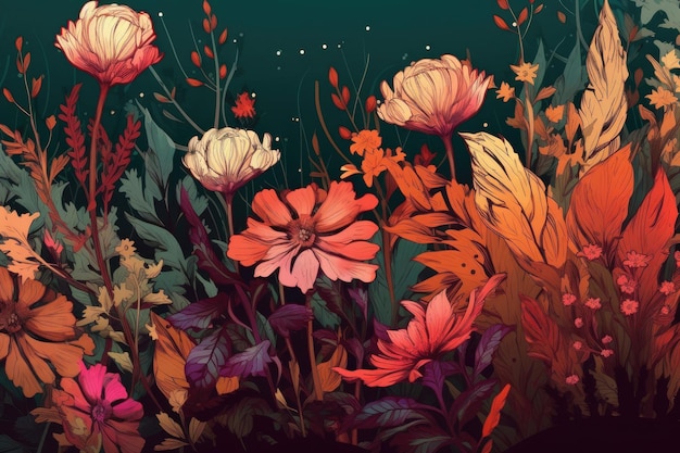 Flores ilustração de fundo papel de parede ai gerado