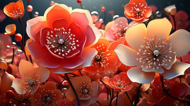 flores ilustradas en 3d