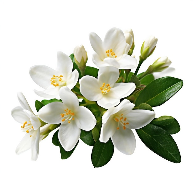 Flores de jazmín aisladas sobre fondo blanco