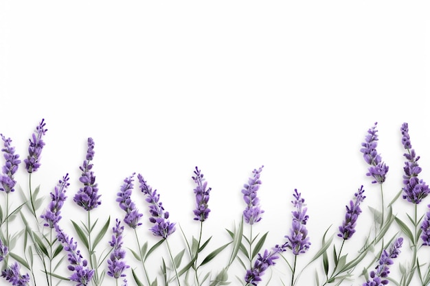 flores de lavanda en blanco con espacio de copia