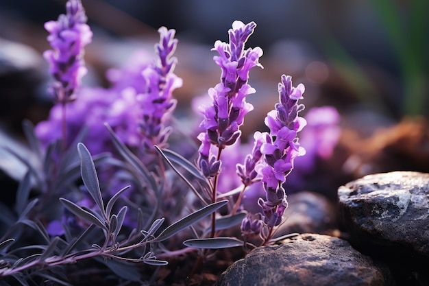 las flores de lavanda en el bosque están floreciendo