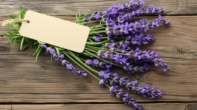 Flores de lavanda en una mesa de madera